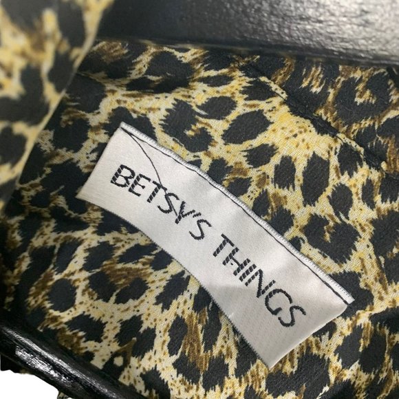 Vintage 90s Leopard Print Sheer Button Up Short Sleeve Tunic Top Large - Picture 6 of 9